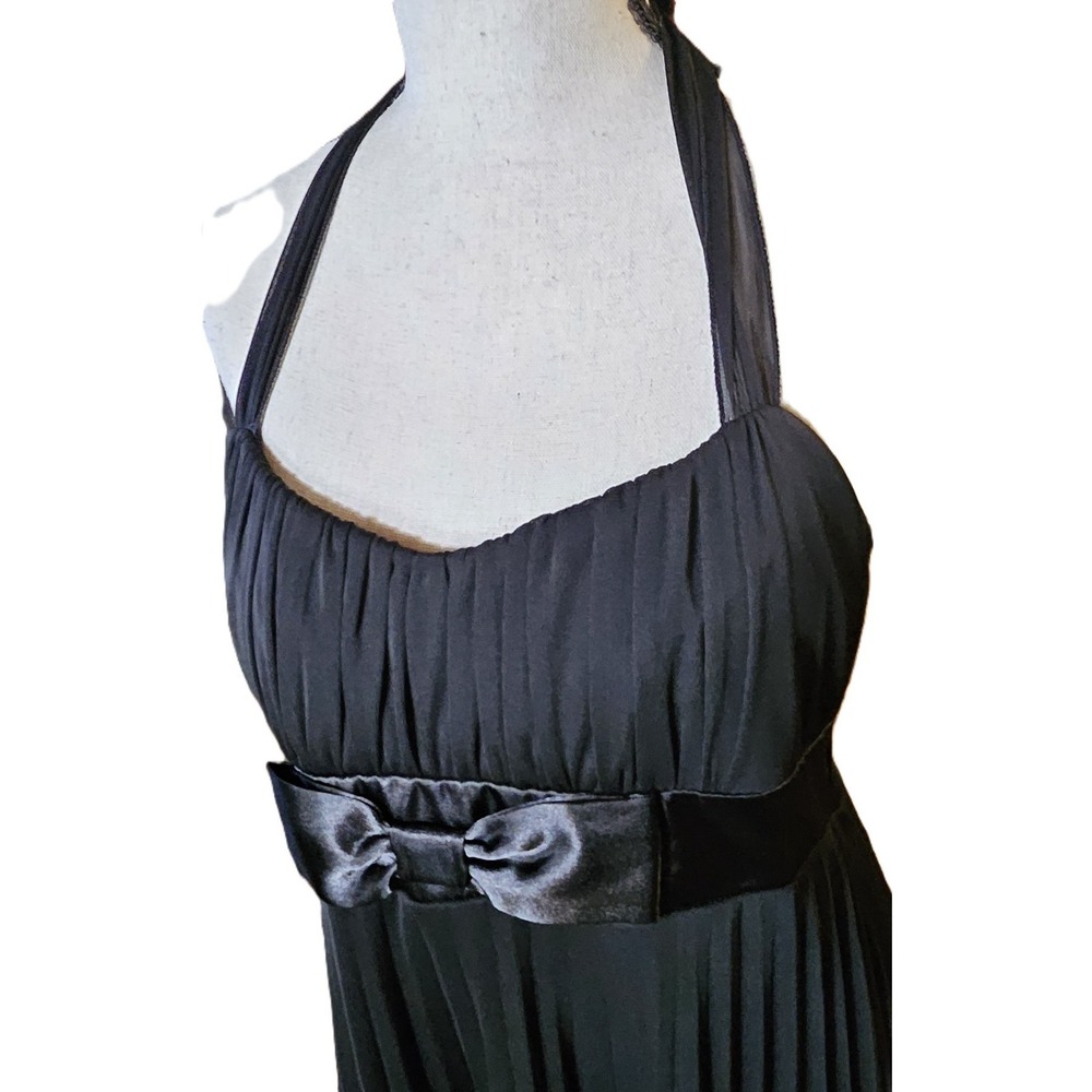 Ruby Rox Womens Black Halter Baby Doll Dress L Pleated Y2K Party Cocktail HOCO